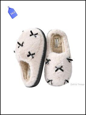 Women's Plush Lined Memory Foam Butterfly Knot Cotton Slippers